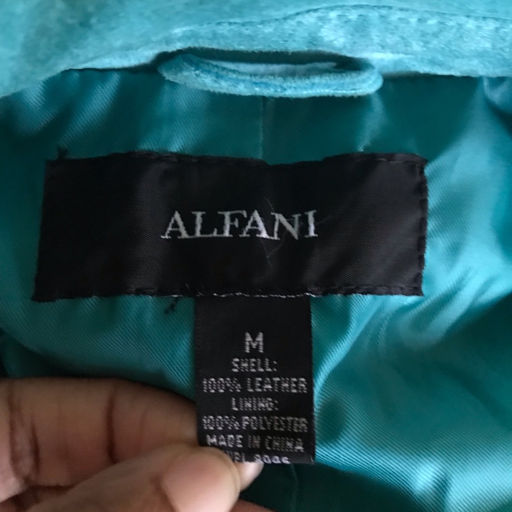 Alfani Teal Suede Leather Jacket - Picture 6 of 6